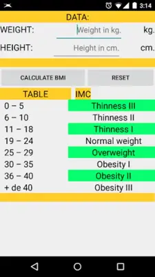 CALCULATE BMI android App screenshot 2